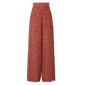 Ted Baker London Melanne Wide Leg Pants Size 6 US 12/14 Jacquard Rust Red Flowy